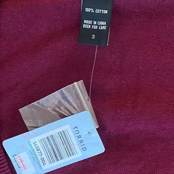 NWT Torrid Retro Vintage Pinup Burgundy Sequin Yoke V-Neck Cardigan Sweater 3X - Picture 5 of 6